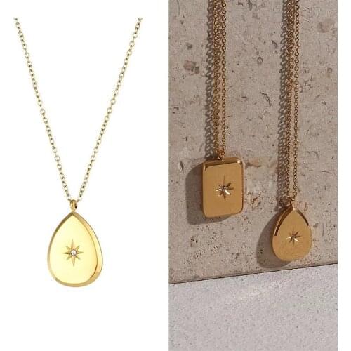 2021 Couple Pendants Necklaces Women Vintage Fashion Gold Color Geometric Drip Glaze Pendant Female Male Gothic Neck Accessories