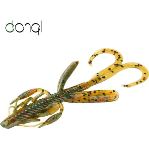DONQL 10Pcs Jig Soft Fishing Lure 89mm 3.1g Silicone Shrimp Bait Wobblers Artificial Swimbait Worm Fishy Smell Bass Fishing Lure