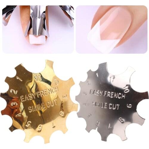 11 Sizes Pink /White Acrylic Nail Cutter Tool French tip cutter C- Curve Tool Smile Line Single Tip Edge Metal trimmer