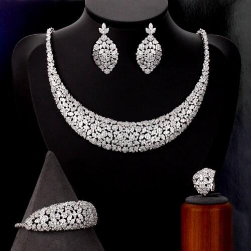 TIRIM Dubai Luxury Elegant Bridal Necklace Set for Women Cubic Zirconia Wedding Jewelry Sets For Brides Accessories jewelri