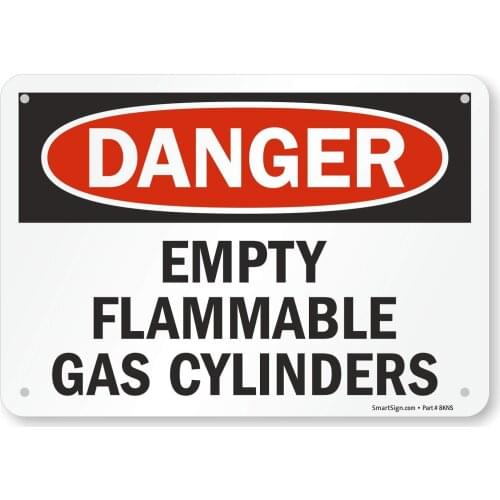 SmartSign"Danger Empty Flammable Gas Cylinders" Sign | 7" x8" Aluminum