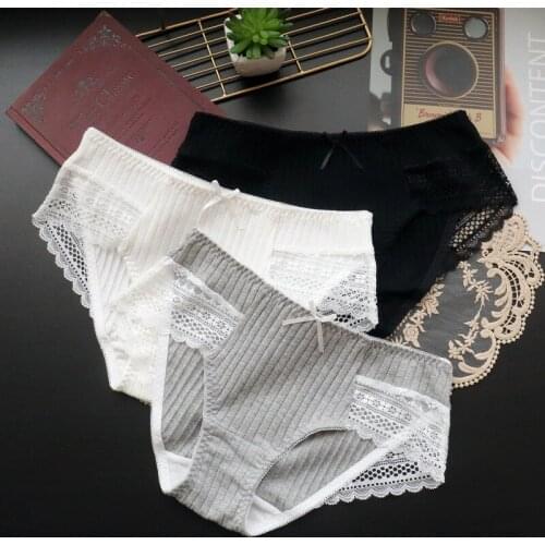 Sexy Lace Cotton Womens Panties Lingerie Elastic Mid-Waist Panty Hip-Up Breathable Seamless Female Briefs Underwear Tanga