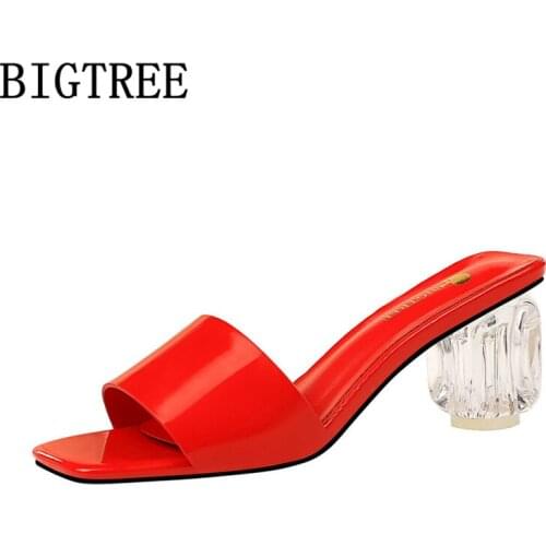 Fetish High Heel Slippers Thick Heels Bigtree Shoes Sexy Sandals Woman Sandals 2021 Summer Indoor Slippers Ladies Sandals Buty