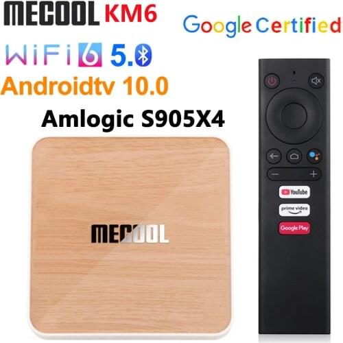 Mecool KM6 Wifi 6 Google Certified TV Box Android 10.0 4GB 64GB Amlogic S905X4 Voice Control 1000M Bluetooth 5.0 Set Top Box