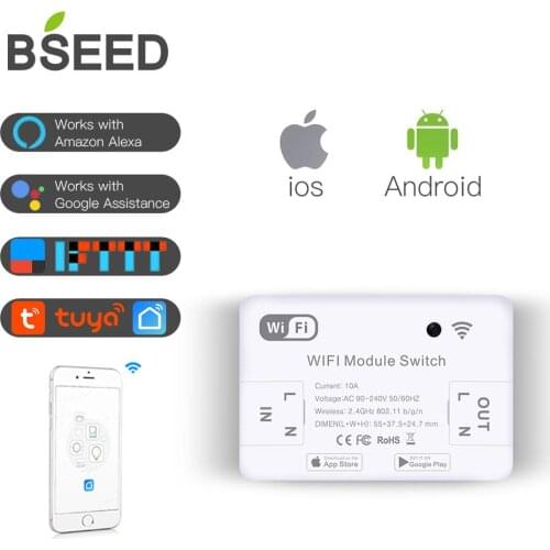 BSEED Smart Wifi Switch Monitoring Wifi Smart Switch DIY Wifi Switch Home Automation Works With Tuya Google Home