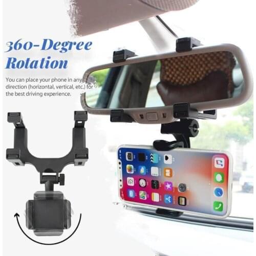 Universal 360° Car Rearview Mirror Mount Stand Holder Cradle For Cell Phone GPS Car Rear View Mirror Holder Dropship