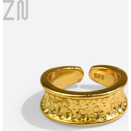 ZN Vintage Fashion Metal Bump Texture Ring Trendy Ladies Jewelry Accessories Gifts Geometric Opening Finger Rings for Women