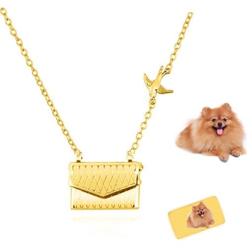 Personalized Vintage Flipped Necklace New Accessories Custom Text Photo Handbag Shaped Pendant Chic Creative Gifts For Women Men