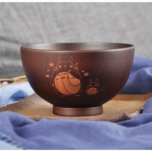 Japanese cartoon wooden healthy totoro rice bowl home use birthday gift