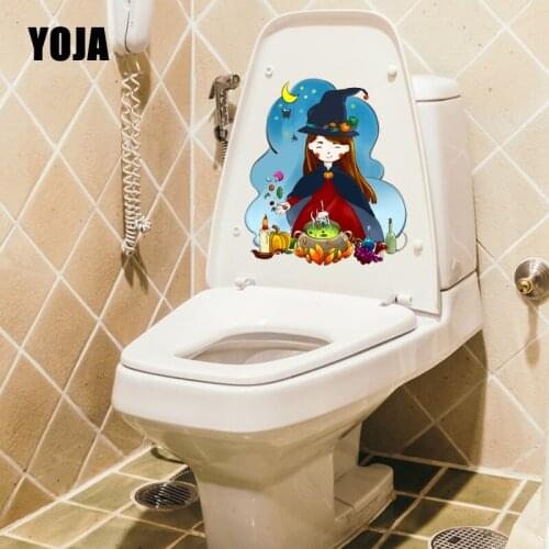 YOJA 20.6X23.4CM Halloween Witch Pharmaceutical Spider Funny Home Decor Wall Sticker Toilet Decal T5-1280