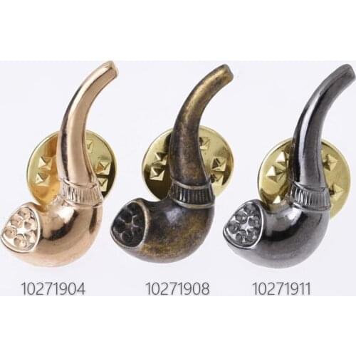 10*27mm Alloy Pipe Brooch Pin Suit Collar Smoker Pipe Shaped Collar Clip Suits Accessories Collar Husband Gift 10pcs