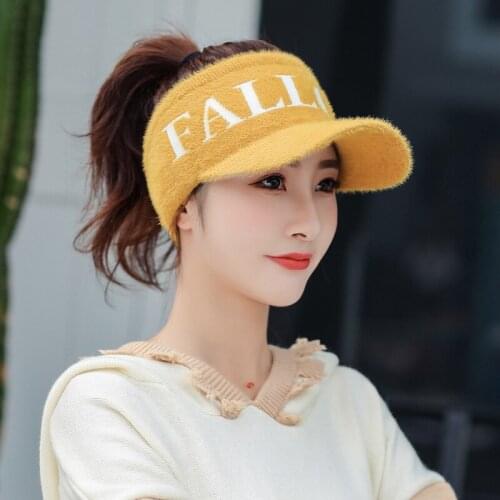 2020 Winter fashion empty top hat autumn and Winter women Korean fashion net red knitted hat tide mink fur duck tongue baseball