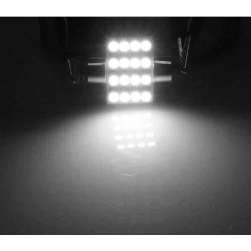 1Pc 31mm 3528 16SMD Car LED Dome Festoon Double-Tip Roof License Plate Light