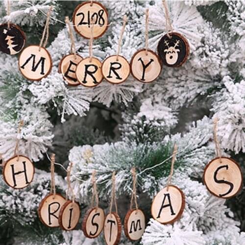 10pcs/lot Wooden Christmas Tree Pendants Hanging Plaque DIY Write Draw Blank Board Hanging Ornaments Party Painting Tags