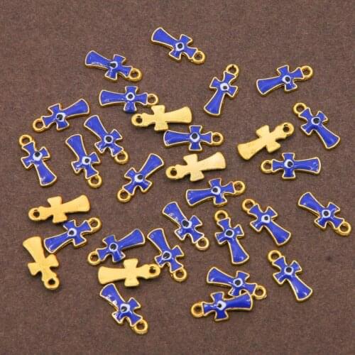 10pcs DIY Cross Enamel Evil Eye Bracelet Pendant God Handmade Necklace Bracelet and Jewelry Accessories for Women