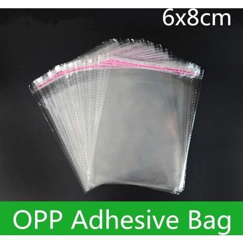 1000pcs 6*8cm Small Clear Self Adhesive OPP/Poly Bags Transparent OPP Bag Packing Plastic Gift Bag Resealable X-mas Gift Bag