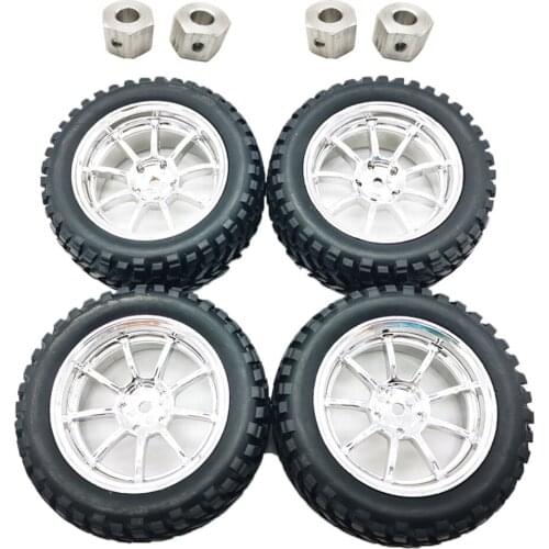 4pcs Metal Wheel Rim Car Tires with 12MM Hexagon Connector for 1/16 WPL B14 B24 C14 MN D90 91 96 RC Car Accessories