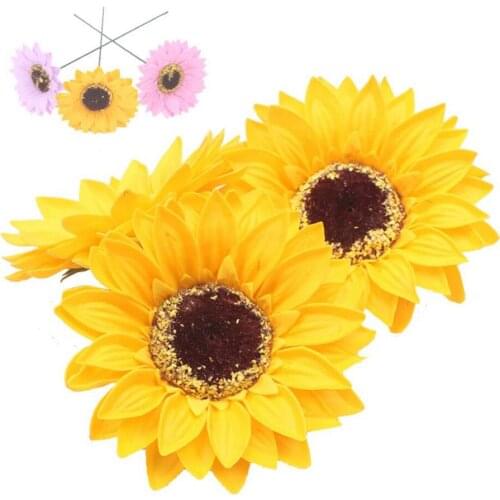 50pcs 8.5cm Soap Yellow/Pink/Purple Sunflower Head For Wedding Party Gift Favor Home Hotel Office Decoration DIY Bouquet