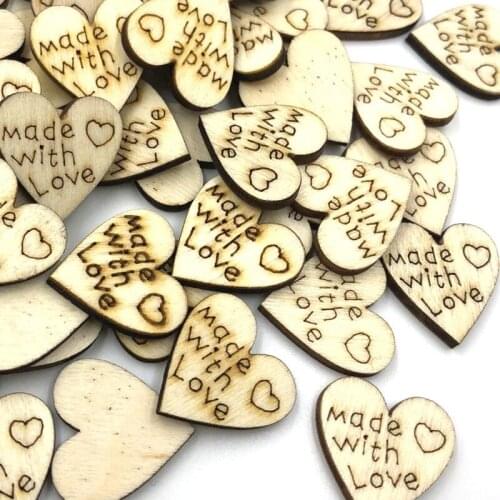 50pcs Wooden Heart Sewing Buttons Scrapbooking Decorations 2-Holes WB447