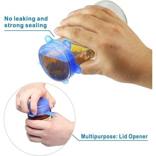 6PCS Stretch Silicone Food Bowl Cover Storage Wraps Seals Reusable Lids DIY Kitchen Cookware