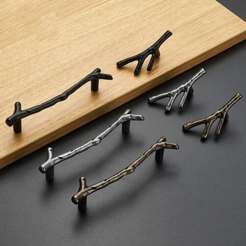 Antique Tree Branch Handles Knobs 3D Silver Cabinet Cupboard Handles Novelty Creative Fashion Furniture Handles Hardware