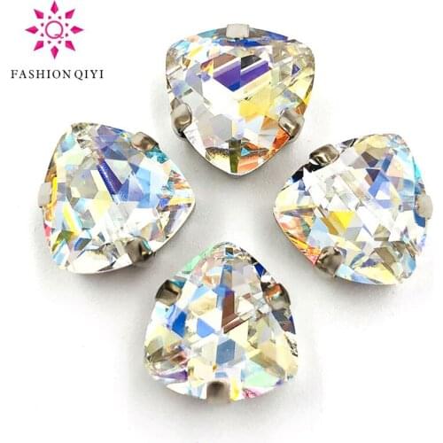 12mm 20pcs/bag Fat triangle shape Crystal Dazzle color High quality Glass Crystal sew on rhinestones diy/clothing accessories