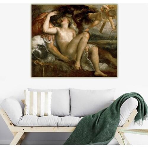 Citon Tiziano Vecellio《Mars Venus And Amor》Canvas Art Oil Painting Artwork Poster Picture Wall Decor Home Interior Decoration