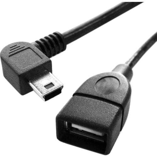 CYSM Left Angled 90 degree USB Mini 5Pin Male to USB Female cable 10cm