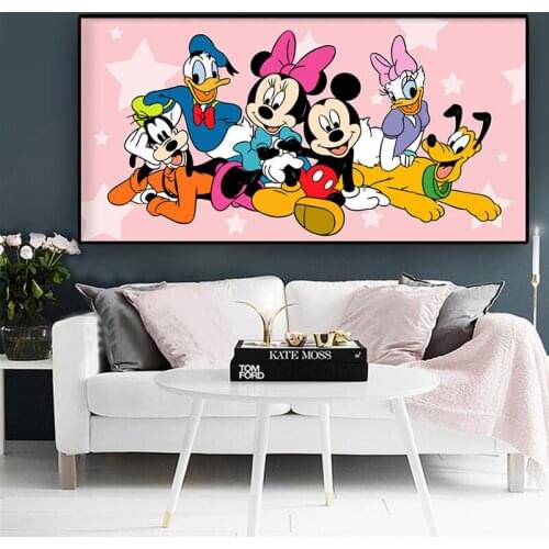 Disney Anime Cartoon Mickey Minnie Mouse Canvas Paintings Posters and Prints Wall Art Pictures for Living Room Home Decoration