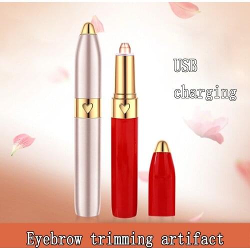 Electric Hair Removal USB Eyebrow Trimmer Shaver Razor Lady Epilator LED Light Eyebrow Shaving Makeup Tool Cosmetics for Face