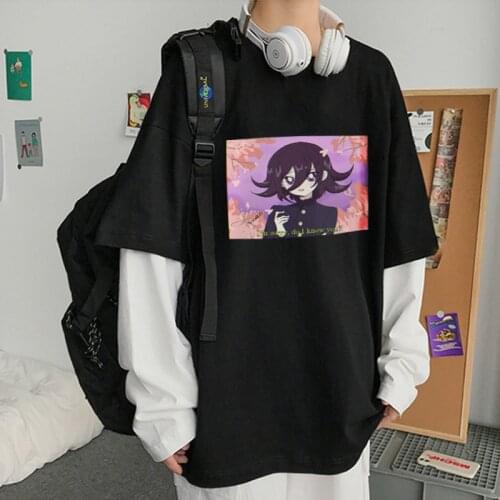 Hot Japanese Anime Ouma Kokichi T Shirt Men Cartoon False Two Pieces T-shirt Ouma Kokichi Graphic Tees Unisex Long sleeve Tops
