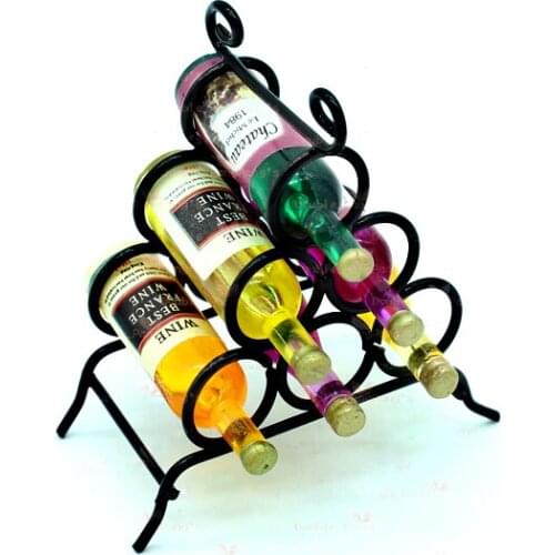 G10-X152 children baby gift Toy 1:12 Dollhouse mini Furniture Miniature rement accessories black wine rack with bottle set