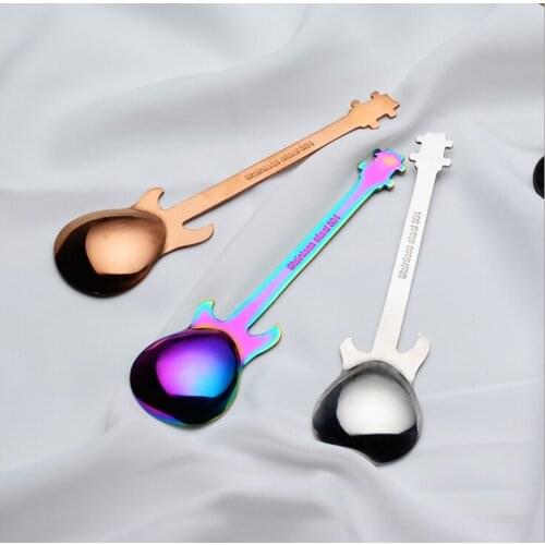 Guitar Coffee Teaspoons,Stainless Steel Musical Coffee Spoons Teaspoons Mixing Spoons Sugar Spoon