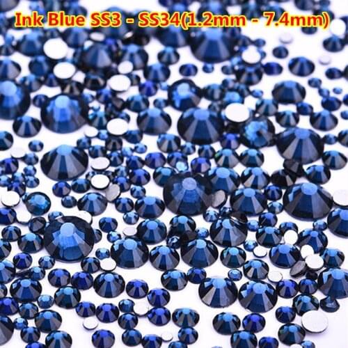 Good Quality ss3-ss34 Montana /Ink Blue Nail Art Glue On Rhinestones / Flat Back Non Hot Fix Crystal Stones