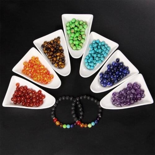 Reiki 7 Chakra Healing Stone Bead 8MM Natural Amethyst Lapis Lauli Tiger Eye Balance Beads for Women Men Yoga Jewelry Making DIY