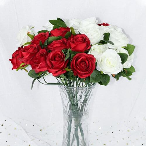 10pcs/bouquet Artificial Silk Flower Romantic Rose DIY Red White Blue Fake Flowers For Home Wedding Birthday Decor Fake Plants