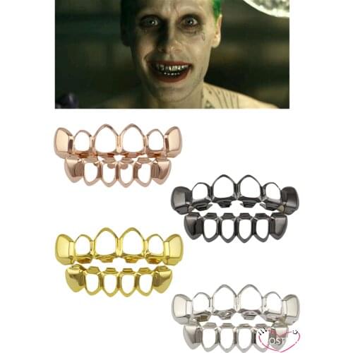 Anime Cosplay Costumes Hip Hop Grillz Flat 8 Top and 8 Bottom Set Grills Bling Teeth Caps Halloween Joker Cosplay Costumes DIY