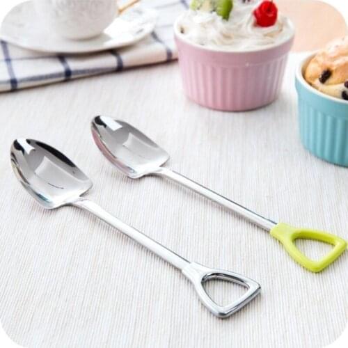 Reusable Popular Shovel Shaped Stainless Steel Coffee Spoon Soup Spoons Kitchen Bar Tableware LX8454