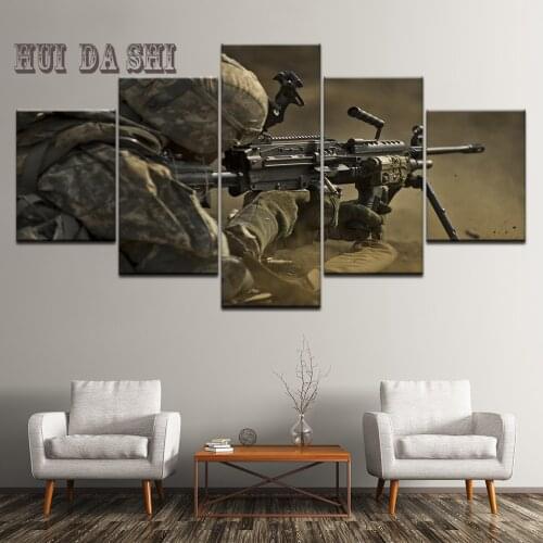 Modular HD Prints Pictures Wall Art Modern Canvas Paintings 5 Pieces Soldiers Sniper Poster For Living Room Home Decor Framework