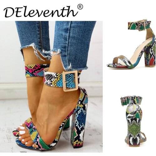 New Vintage Women Fashion Sandals Comfortable Casual Shoes Snake Skin Pattern Sexy Women Sandals Female Super Hight Heel Shoes