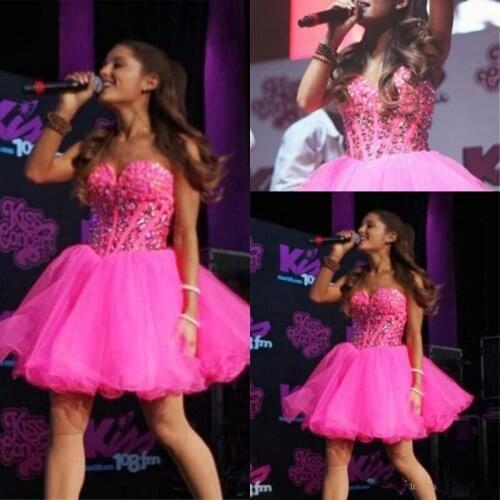 2021 New Arrival Fuchsia Sweetheart Homecoming Party Dresses Beaded Rhinestones Backless Sweet 16 Short Prom Cocktail Dress