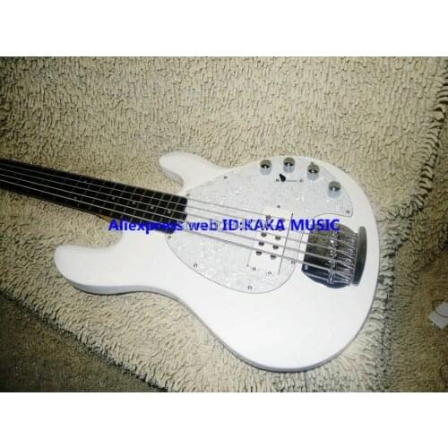 New Arrival White 5 Strings Electric Bass Rosewood Fingerboard Free Shipping