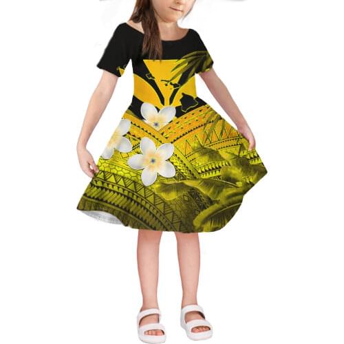 Girls Clothes 2020 New Summer Princess Dresses Short Sleeve Kids Dress Samoa Hawaii Flower Party Girls Dresses Children Clothing