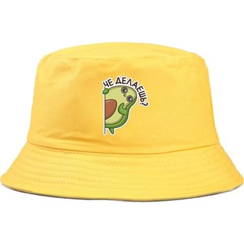 Panama Bucket Hat Avocado print Men Women Summer funny cartoon Bucket Cap bob Hat Hip Hop Fishing Fisherman Hat girl boy