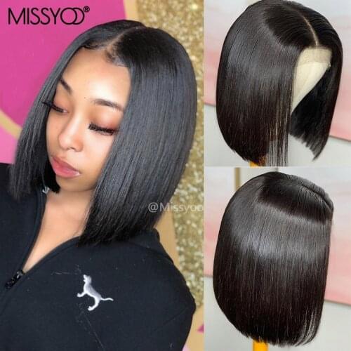 Brazilian 13x4 Transparent Bob Human Hair Wigs Pre Plucked Bone Straight 250% Short 4x4 Bob Wigs For Black Women
