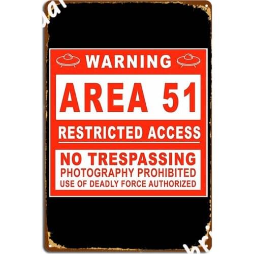 Area 51 Metal Sign Mural Painting Pub Garage Customize Wall Cave Tin Sign Poster
