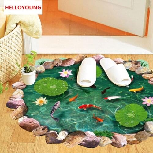 QT-0099 DIY False Lotus Pond Landscape Fish Ponds Art Sticker Bedroom Home Decor Vinyl Wall Sticker Waterproof Rural Wallpaper