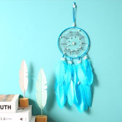 Blue Spider Web Dreamcatcher Handmade Catcher Wind Chimes Hanging Pendant Dream Home Wall Art Decorations decoração para casa