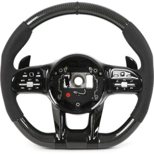 For AMG Performance Carbon Fiber Steering Wheel Replacement for Mercedes-Benz A/B/C/E/S/G/GLC/GLE Class C63 E63 2010+ Nappa