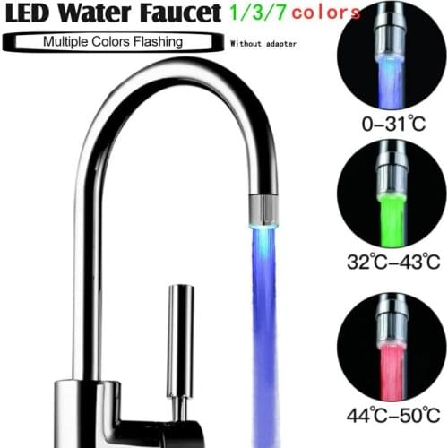 LED Faucet Light Tap Nozzle RGB 7 Colors Change Blinking Temperature Sensor Aerator Water Saving Kitchen Bathroom Accessories